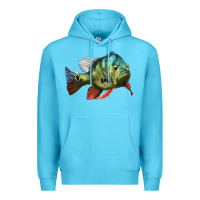Ocean Blue Peacock Bass Illustrations Premium Hoodie - LillyAllenDesigns