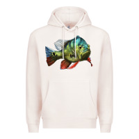 Pale Pink Peacock Bass Illustrations Premium Hoodie - LillyAllenDesigns