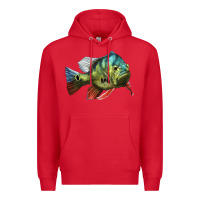 Red Peacock Bass Illustrations Premium Hoodie - LillyAllenDesigns