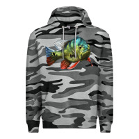 Slate Camo Peacock Bass Illustrations Premium Hoodie - LillyAllenDesigns