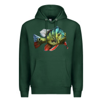 Sports Green Peacock Bass Illustrations Premium Hoodie - LillyAllenDesigns