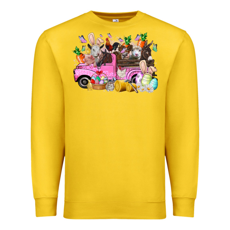 Easter Day Farm Animals Truck Premium Sweatshirt by RacoonDesign | Teevron
