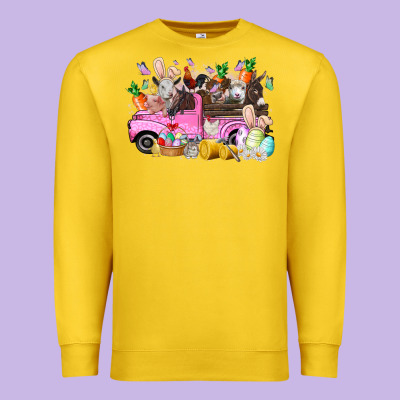 Easter Day Farm Animals Truck Premium Sweatshirt Designed By Racoondesign