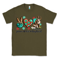 Army Green peace love australian shepherd Classic Tee - texasbilliewilder