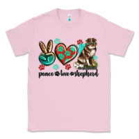 Bubblegum Pink peace love australian shepherd Classic Tee - texasbilliewilder