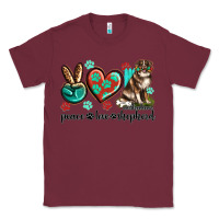 Burgundy peace love australian shepherd Classic Tee - texasbilliewilder