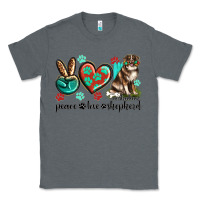 Charcoal Heather peace love australian shepherd Classic Tee - texasbilliewilder