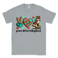 Heather Grey peace love australian shepherd Classic Tee - texasbilliewilder