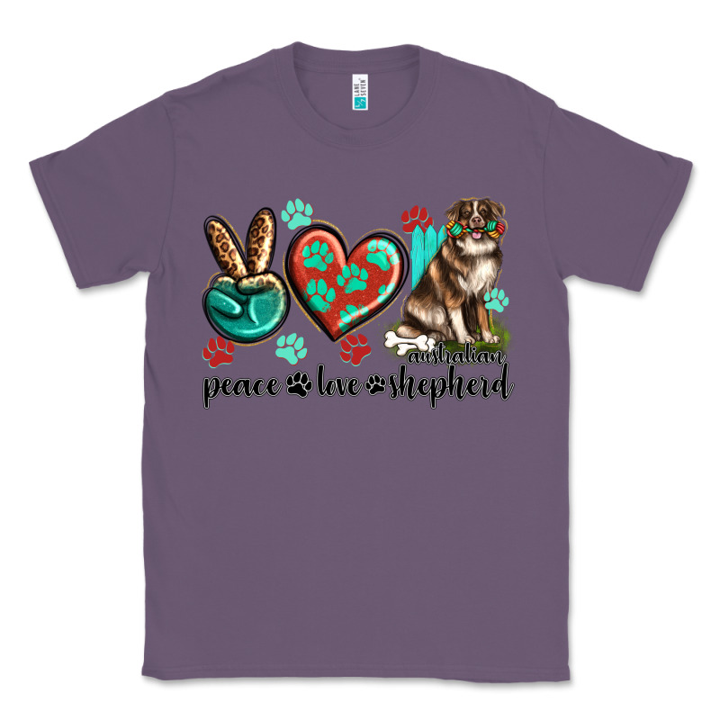 Peace Love Australian Shepherd Classic Tee by texasbilliewilder | Teevron