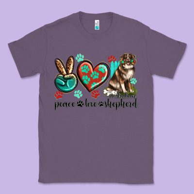 Classic Tee peace love australian shepherd