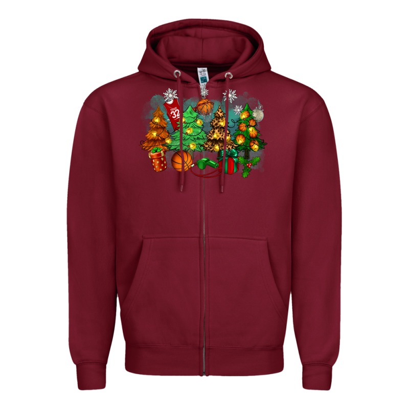 Christmas Trees With Basketball Zipper Hoodie by Zillion Design Studio | Teevron