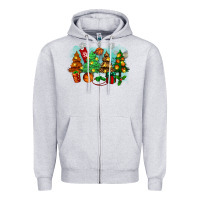 Heather Grey christmas trees with basketball Zipper Hoodie - Zillion Design Studio