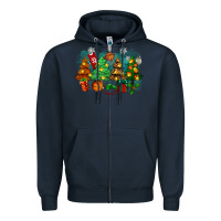 Navy christmas trees with basketball Zipper Hoodie - Zillion Design Studio