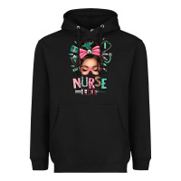 Black afro messy bun nurse life Heavyweight Hoodie - texasbilliewilder