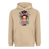 Mushroom afro messy bun nurse life Heavyweight Hoodie - texasbilliewilder