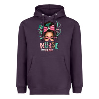 Plum afro messy bun nurse life Heavyweight Hoodie - texasbilliewilder