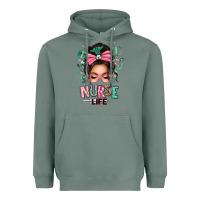 Sage afro messy bun nurse life Heavyweight Hoodie - texasbilliewilder