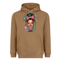 Toasted Coconut afro messy bun nurse life Heavyweight Hoodie - texasbilliewilder
