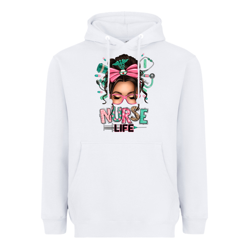 Afro Messy Bun Nurse Life Heavyweight Hoodie by texasbilliewilder | Teevron