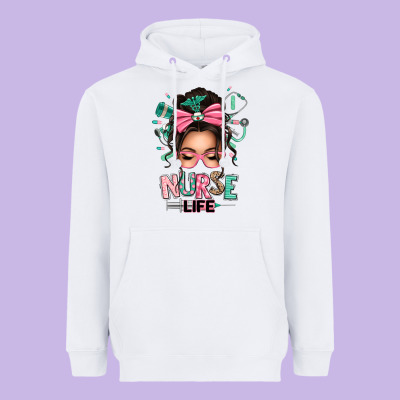 Afro Messy Bun Nurse Life Heavyweight Hoodie Designed By Texasbilliewilder