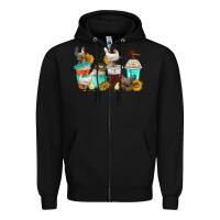 Black chicken coffee cups Zipper Hoodie - texasbilliewilder