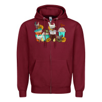 Burgundy chicken coffee cups Zipper Hoodie - texasbilliewilder