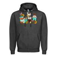 Charcoal Heather chicken coffee cups Zipper Hoodie - texasbilliewilder