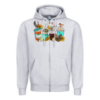 Heather Grey chicken coffee cups Zipper Hoodie - texasbilliewilder