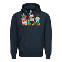 Navy chicken coffee cups Zipper Hoodie - texasbilliewilder