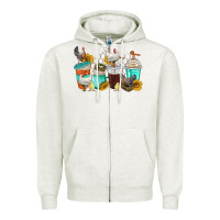 Oatmeal Heather chicken coffee cups Zipper Hoodie - texasbilliewilder