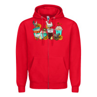 Red chicken coffee cups Zipper Hoodie - texasbilliewilder