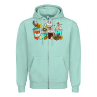 Seafoam chicken coffee cups Zipper Hoodie - texasbilliewilder
