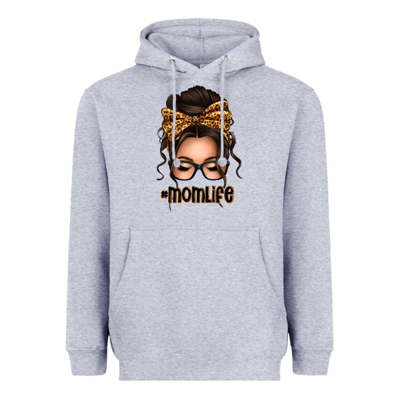Caucasian Leopard Messy Bun Mom Life Heavyweight Hoodie by texasbilliewilder | Teevron