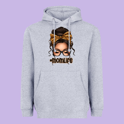 Caucasian Leopard Messy Bun Mom Life Heavyweight Hoodie Designed By Texasbilliewilder