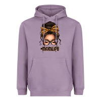 Lavender caucasian leopard messy bun mom life Heavyweight Hoodie - texasbilliewilder