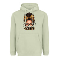 Matcha caucasian leopard messy bun mom life Heavyweight Hoodie - texasbilliewilder