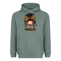 Sage caucasian leopard messy bun mom life Heavyweight Hoodie - texasbilliewilder