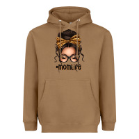 Toasted Coconut caucasian leopard messy bun mom life Heavyweight Hoodie - texasbilliewilder