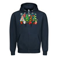 Navy christmas trees with baseball Zipper Hoodie - Zillion Design Studio