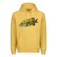 Antique Gold Smallmouth Bass Fish Illustrations Premium Hoodie - LillyAllenDesigns