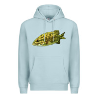 Blue Mist Smallmouth Bass Fish Illustrations Premium Hoodie - LillyAllenDesigns