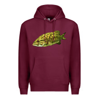 Burgundy Smallmouth Bass Fish Illustrations Premium Hoodie - LillyAllenDesigns