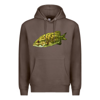 Coffee Smallmouth Bass Fish Illustrations Premium Hoodie - LillyAllenDesigns
