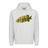 Dove Grey Smallmouth Bass Fish Illustrations Premium Hoodie - LillyAllenDesigns