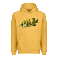 Mustard Smallmouth Bass Fish Illustrations Premium Hoodie - LillyAllenDesigns