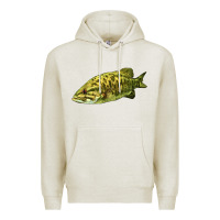 Oatmeal Heather Smallmouth Bass Fish Illustrations Premium Hoodie - LillyAllenDesigns