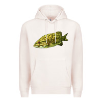 Pale Pink Smallmouth Bass Fish Illustrations Premium Hoodie - LillyAllenDesigns