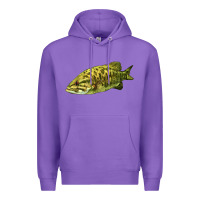 Purple Smallmouth Bass Fish Illustrations Premium Hoodie - LillyAllenDesigns