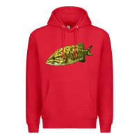 Red Smallmouth Bass Fish Illustrations Premium Hoodie - LillyAllenDesigns