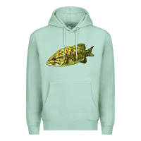 Seafoam Smallmouth Bass Fish Illustrations Premium Hoodie - LillyAllenDesigns